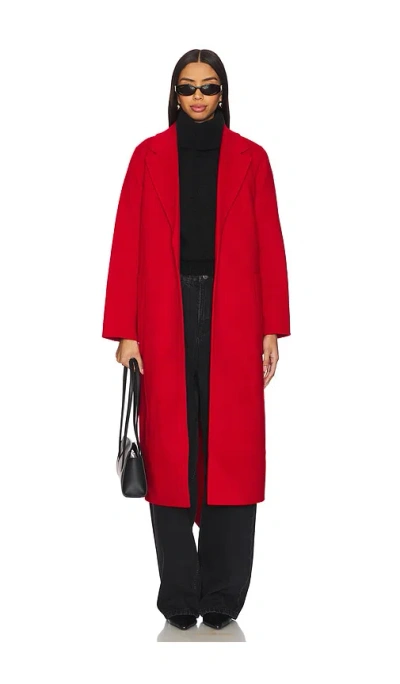 Ivy & Oak Celia Belted Double Face Coat In Lipstick Red