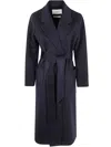Ivy & Oak Celia Belted Double Face Coat In Navy Blue