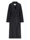 IVY & OAK 'CELIA' BLACK DOUBLE-BREASTED COAT WITH NOTCHED REVERS AND BELT