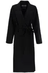 Ivy & Oak 'celia' Black Double-breasted Coat With Notched Revers And Belt In Black (black)