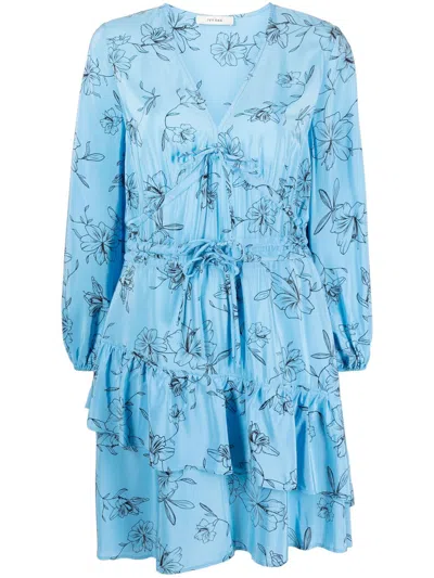 Ivy & Oak Floral-print Flared Dress In Flower,summer Sky