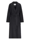 Ivy & Oak 'celia' Black Double-breasted Coat With Notched Revers And Belt In Black