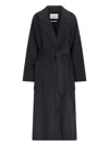 Ivy & Oak 'celia' Black Double-breasted Coat With Notched Revers And Belt In Black