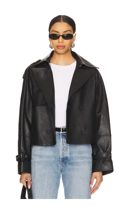 Ivy & Oak Luna Leather Trench Jacket In Black
