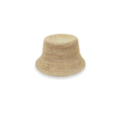 Ivy Ozzie Neutrals Women's Crochet Straw Bucket Hat In Beige