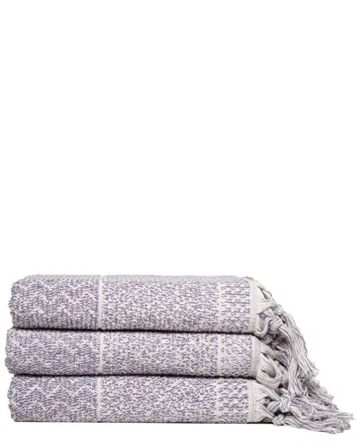 Ivy Set Of 3  Collection Hitit Traditional Bath Towels In Gray
