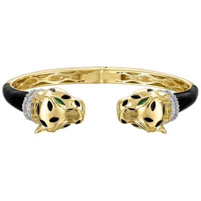 Ivy Sharpe 14k Gold Over Brass Cubic Zirconia Bracelet In Black