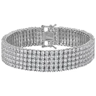 Ivy Sharpe 14k Gold Over Brass Cubic Zirconia Bracelet In Silver