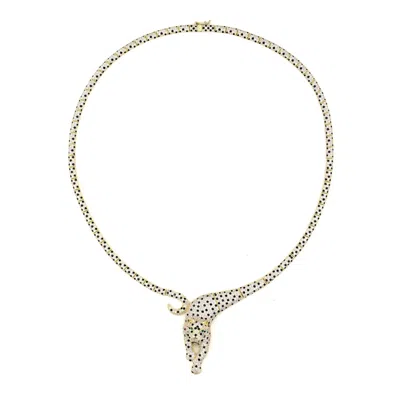 Ivy Sharpe 14k Gold Over Brass Cubic Zirconia Panther Necklace In Silver