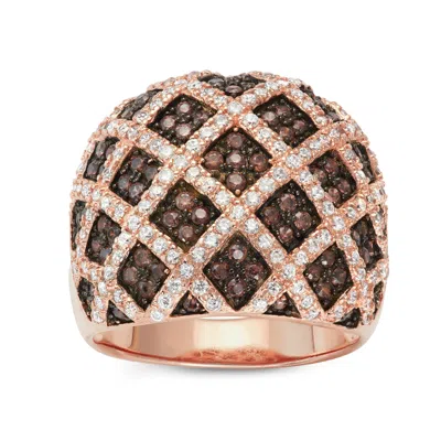 Ivy Sharpe 14k Rose Gold Over Brass Mocha Cubic Zirconia Statement Rings