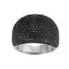 Ivy Sharpe Silver Plated Black Cubic Zirconia Pave Ring In Silver