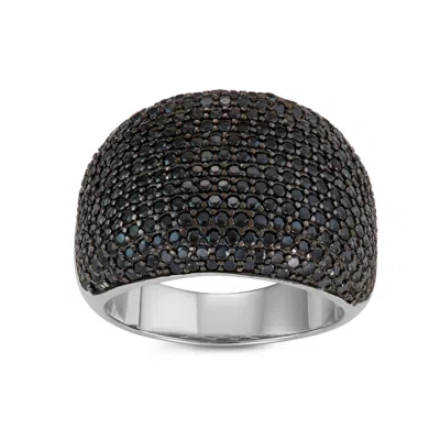 Ivy Sharpe Silver Plated Black Cubic Zirconia Pave Ring