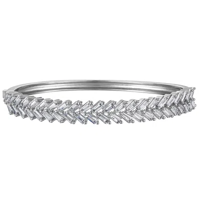 Ivy Sharpe Silver Plated Cubic Zirconia Bangle Bracelet In Metallic
