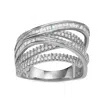 Ivy Sharpe Silver Plated Cubic Zirconia Crossover Statement Rings In Metallic