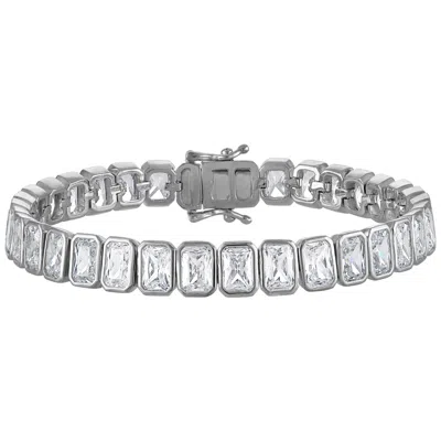 Ivy Sharpe Silver Plated Cubic Zirconia Tennis Bracelet In White