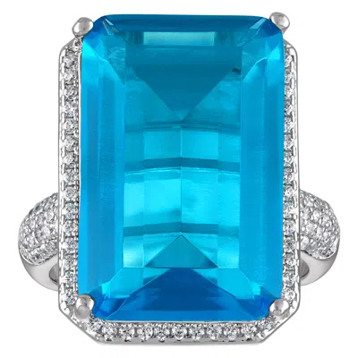 Ivy Sharpe Silver Plated Simulated Blue Topaz Statement Rings
