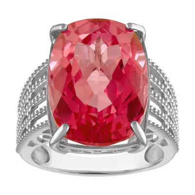 Ivy Sharpe Silver Plated Simulated Pink Sapphire Statement Rings In Metallic