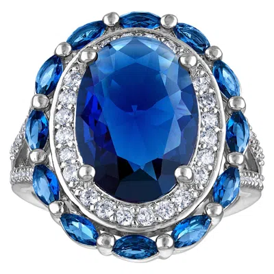 Ivy Sharpe Silver Plated Simulated Sapphire Statement Rings In Blue