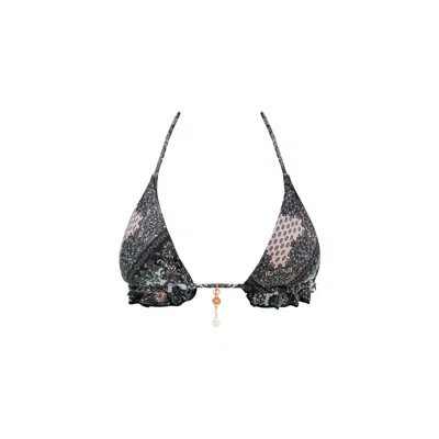Ivy Swimwear Women's Black Harper In Mosaic Print Bikini Top