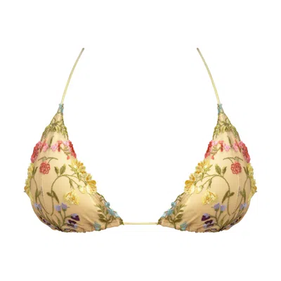 Ivy Swimwear Women's Lani In Butter Yellow Thin String Lace Top