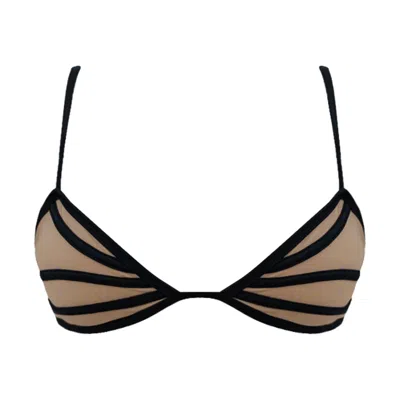 Ivy Swimwear Women's Neutrals / Black Nola Black In Nude Mesh Top