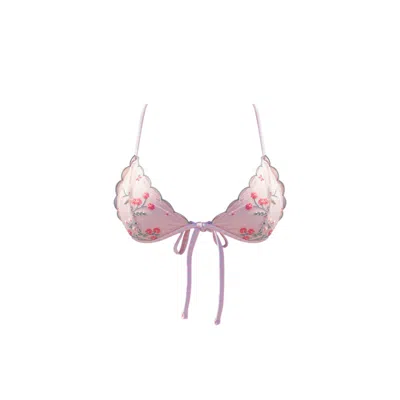 Ivy Swimwear Women's Pink / Purple Aster In Pink Plaid Bikini Top In Pink/purple