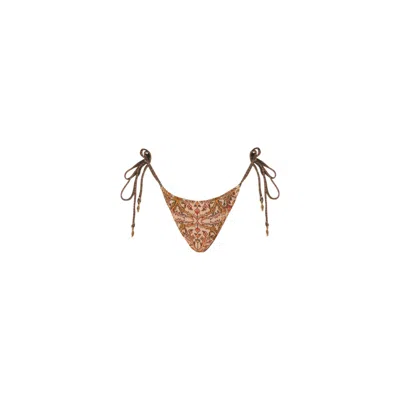 Ivy Swimwear Women's Sofia In Mosaic Print Bikini Bottoms In Brown/yellow