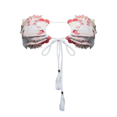 Ivy Swimwear Women's White Lani In Cherry Lace Bikini Top