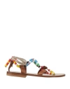 Ivy Woman Toe Strap Sandals Brown Size 7 Soft Leather In Brown