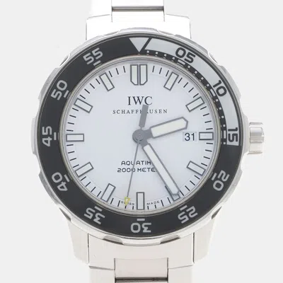 Pre-owned Iwc Schaffhausen Aquatimer Iw356809 White Stainless Steel Automatic Men Wristwatch 44mm