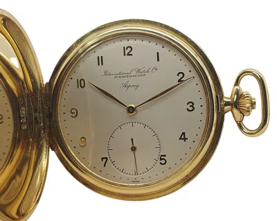Pre-owned Iwc Schaffhausen Asprey Savonette/hunting Case Pocket Watch 18 Kt Gold In Multi