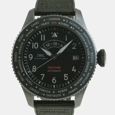 Pre-owned Iwc Schaffhausen Black Ceramic Pilot Iw395505 Automatic Men's Wristwatch 46 Mm