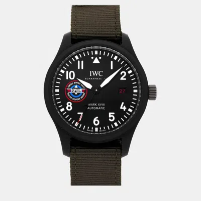 Pre-owned Iwc Schaffhausen Black Ceramic Pilot's Watch Mark Xvii Iw3247-11 Automatic Men's Wristwatch 41 Mm