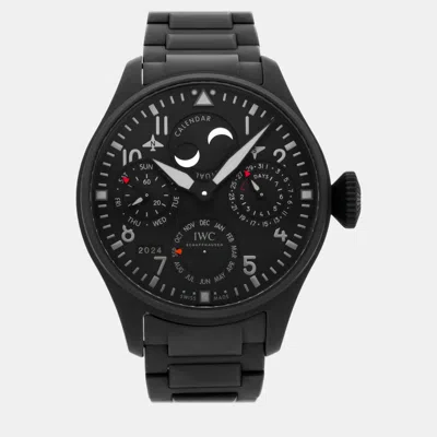 Pre-owned Iwc Schaffhausen Black Ceratanium Big Pilot's Iw5036-04 Automatic Men's Wristwatch 46 Mm
