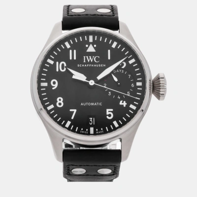 Pre-owned Iwc Schaffhausen Black Stainless Steel Big Pilot's Iw5010-01 Automatic Men's Wristwatch 46 Mm