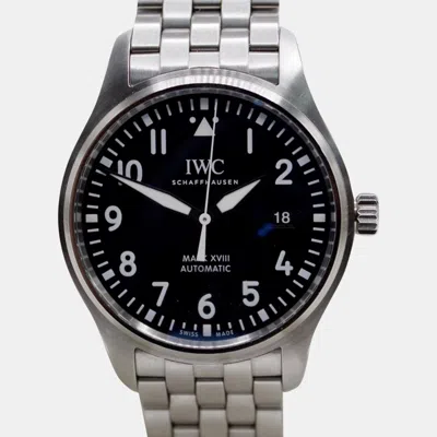 Pre-owned Iwc Schaffhausen Black Stainless Steel Pilot's Automatic Women's Wristwatch 40 Mm