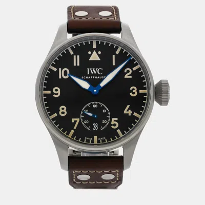Pre-owned Iwc Schaffhausen Black Titanium Big Pilot's Manual Winding Men's Wristwatch 48 Mm