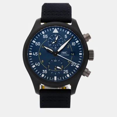 Pre-owned Iwc Schaffhausen Blue Ceramic Pilot's Iw3890-08 Automatic Men's Wristwatch 44 Mm