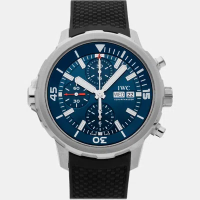Pre-owned Iwc Schaffhausen Blue Stainless Steel Aquatimer Automatic Men's Wristwatch 44 Mm