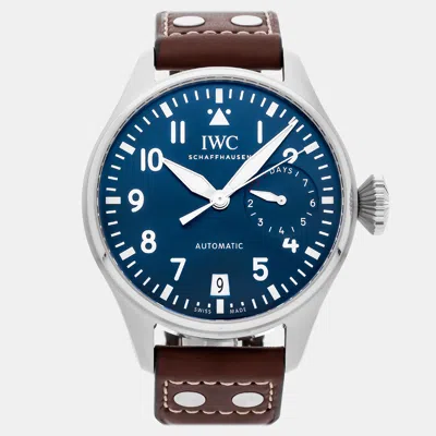 Pre-owned Iwc Schaffhausen Blue Stainless Steel Big Pilot's Iw5010-02 Automatic Men's Wristwatch 46 Mm
