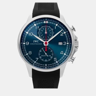 Pre-owned Iwc Schaffhausen Blue Stainless Steel Portugieser Iw3902-13 Automatic Men's Wristwatch 45 Mm