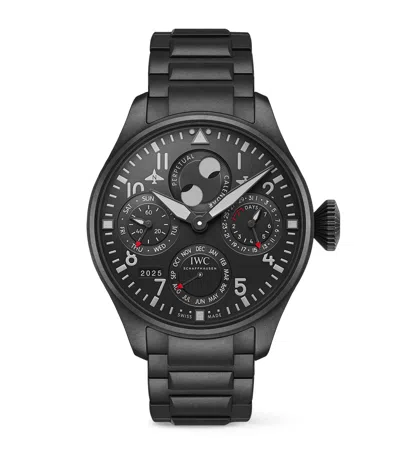 Iwc Schaffhausen Ceratanium Big Pilot's Perpetual Calendar Top Gun Watch In Black