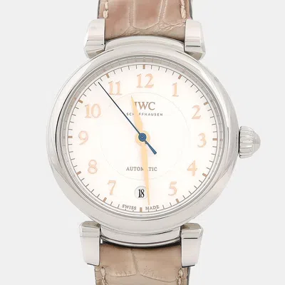 Pre-owned Iwc Schaffhausen Da Vinci Iw458307 Automatic Stainless Steel Men's Wristwatch 36 Mm In White