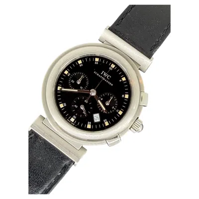 Pre-owned Iwc Schaffhausen Da Vinci Sl Chronograph Ref. 3728 Quartz Black Dial Watch + Box