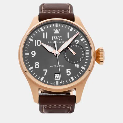 Pre-owned Iwc Schaffhausen Grey 18k Rose Gold Big Pilot's Iw5009-17 Automatic Men's Wristwatch 46 Mm