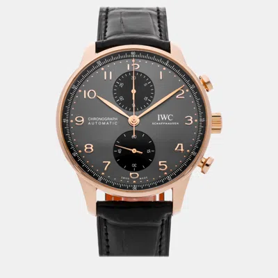 Pre-owned Iwc Schaffhausen Grey 18k Rose Gold Portugieser Automatic Men's Wristwatch 41 Mm