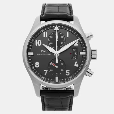 Pre-owned Iwc Schaffhausen Grey Stainless Steel Pilot's Iw3878-02 Automatic Men's Wristwatch 43 Mm