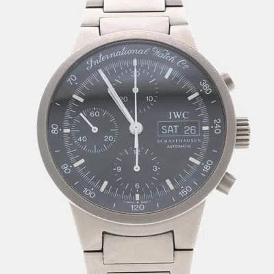 Pre-owned Iwc Schaffhausen Gst Chronograph Iw370703 Automatic Black Titanium Men's Wristwatch 40 Mm