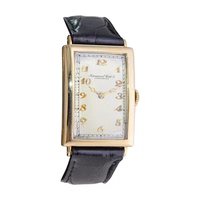 Pre-owned Iwc Schaffhausen I.w.c. 18kt Solid Yellow Gold Art Deco Oversized Tank Watch Circa 1930's