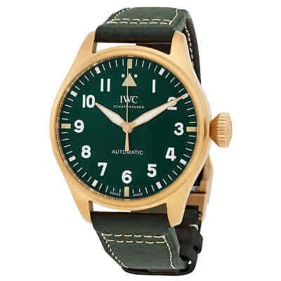 Pre-owned Iwc Schaffhausen Iwc Big Pilot Bronze Spitfire Automatic Green Dial Men's Watch Iw329702